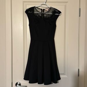 Black Ted Baker dress with floral mesh top